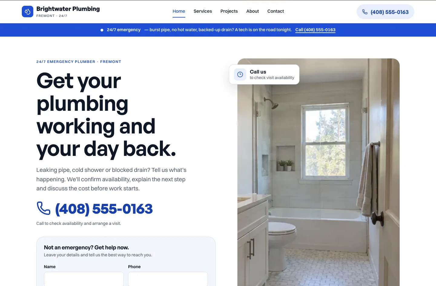 Brightwater Plumbing Essential website design