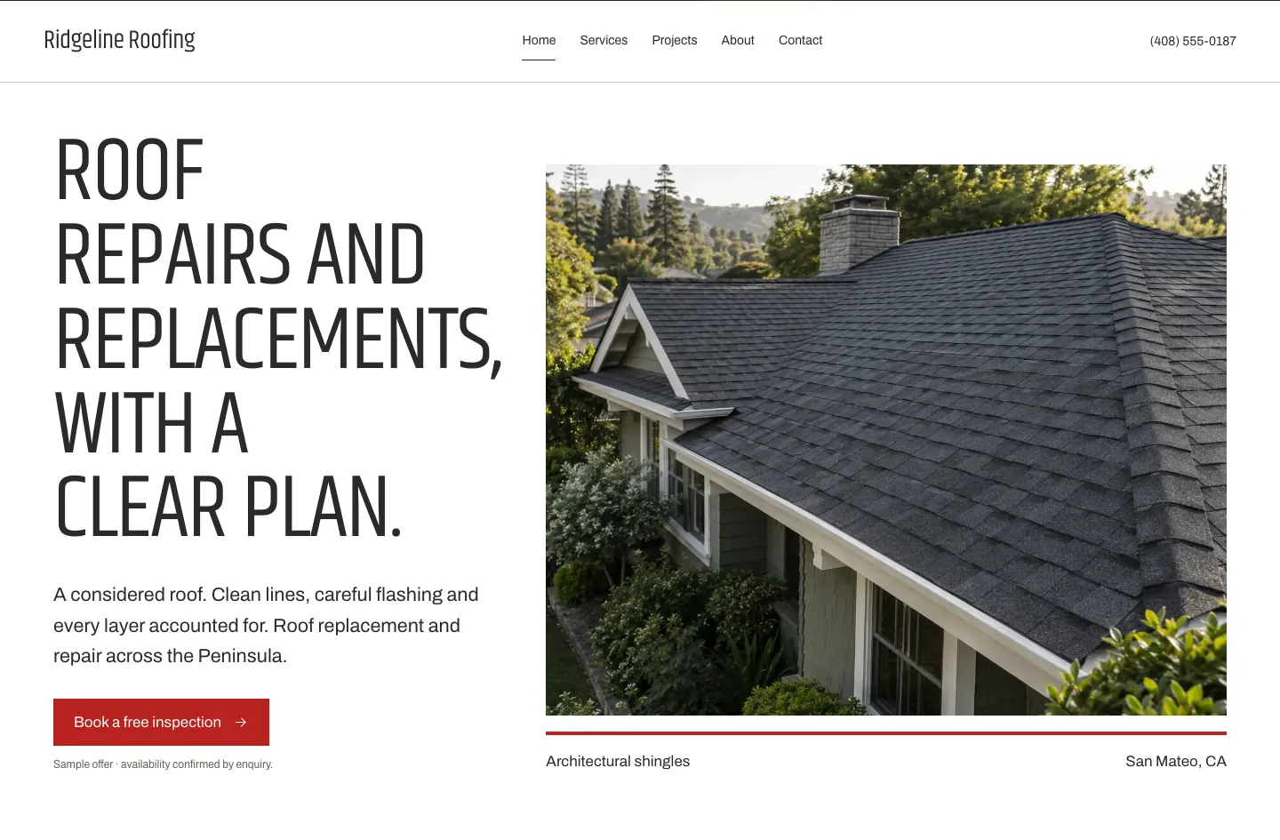 Ridgeline Roofing Essential website design
