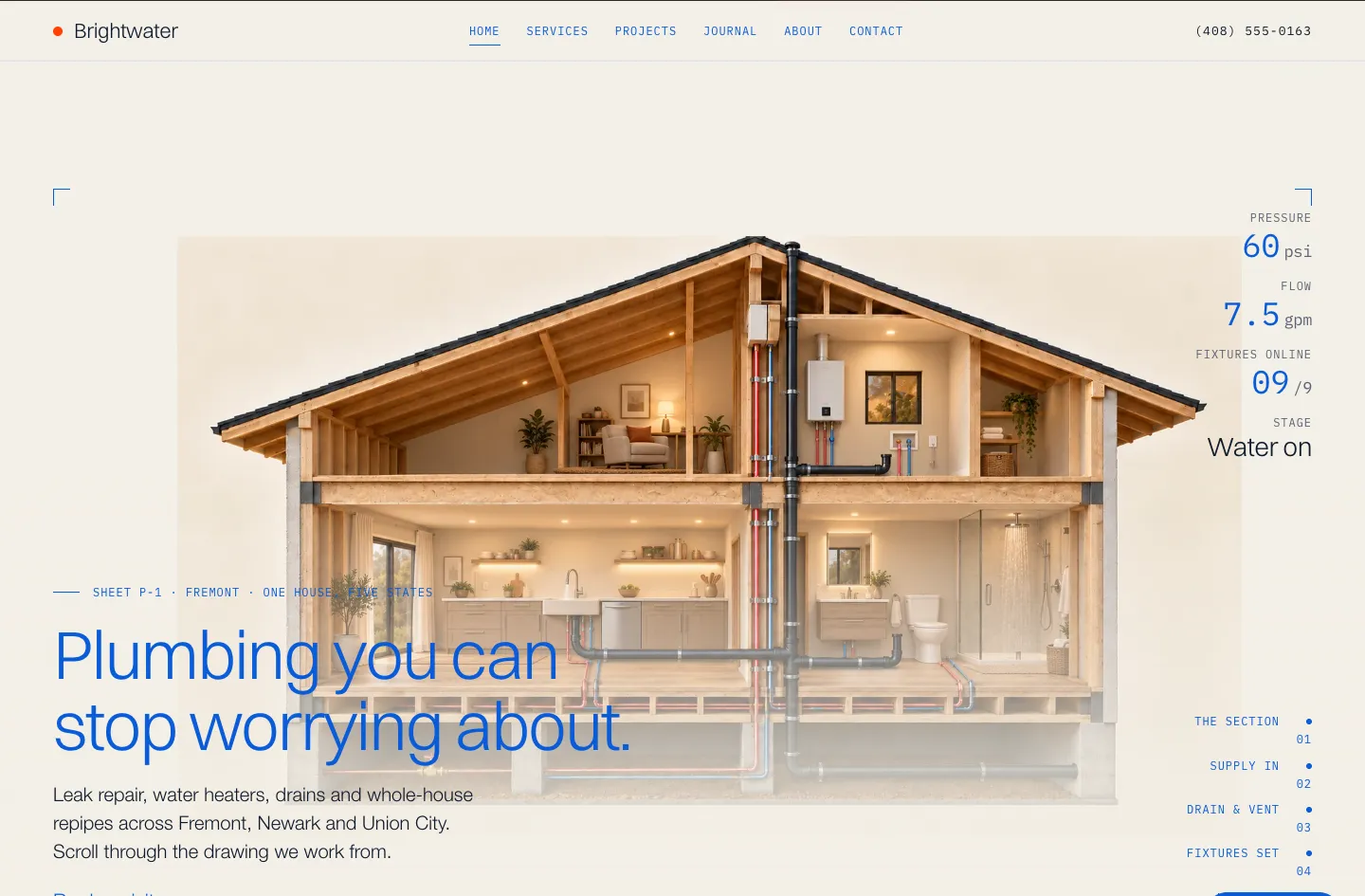 Brightwater Plumbing Elite website design