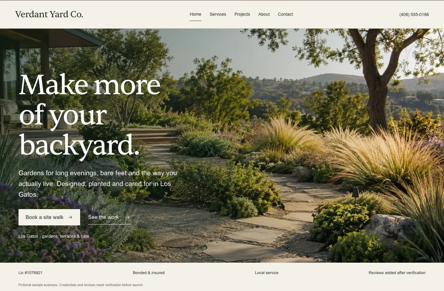 Verdant Yard Co. Essential website design