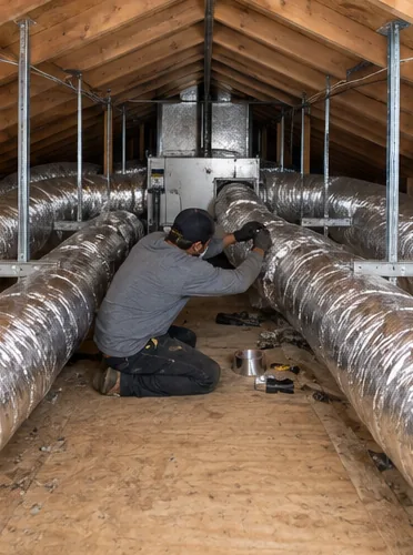 Forty-year-old attic ducts, replaced in two days: stage 7, commission.